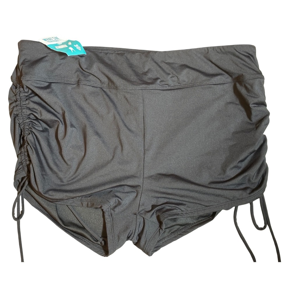 Beach House Black Ruched Side Swim Shorts Womens 16W NWT Pocket Swimsuit Bottoms